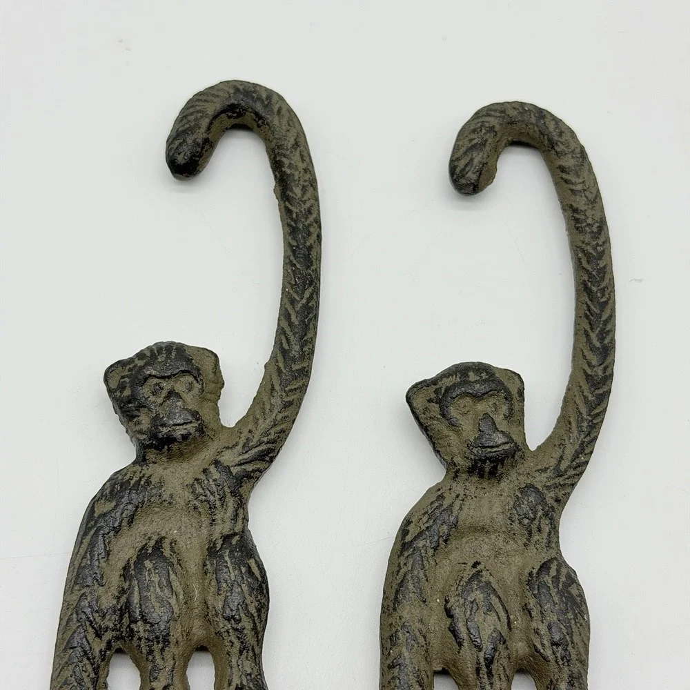 Cast Iron Plant Hangers Monkey Hook Set of‎ 2 Brown 8